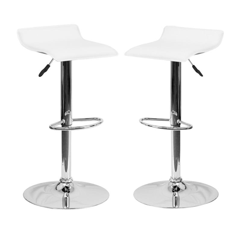 Home Square Backless Vinyl Upholstery Bar Stool in White Set of 2