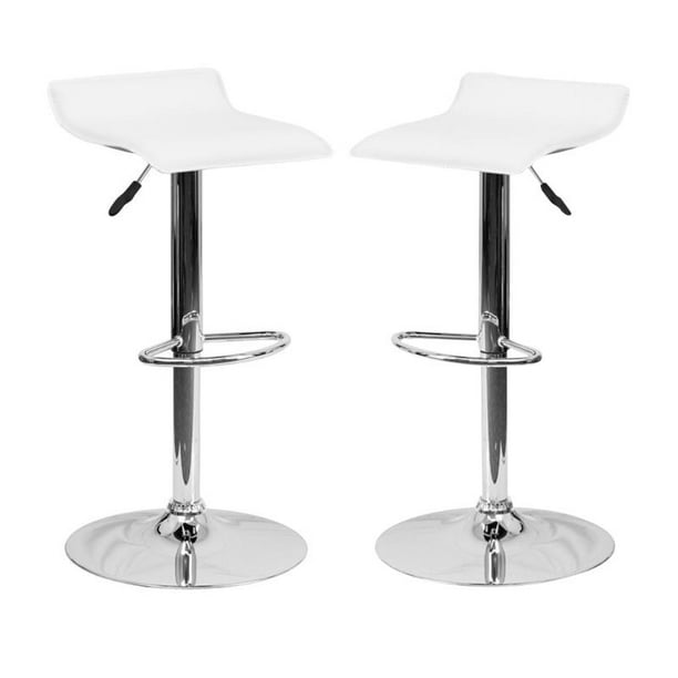 Home Square Backless Vinyl Upholstery Bar Stool in White Set of 2