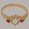 thumbnail image 6 of LBG British Made 10k Rose Gold Real Natural Opal & Ruby Womens Statement Ring - 33 size options - Size 8, 6 of 9