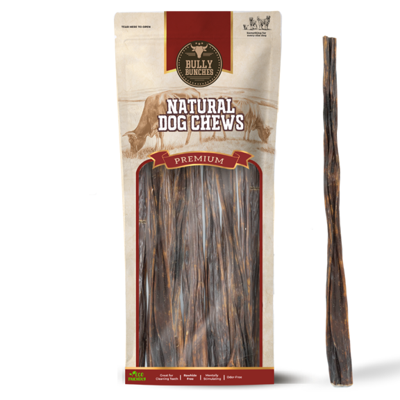 Bully Bunches Bâtonnets de Jerky de Bœuf 12 Pouces Sans Odeur Entièrement Naturels Gâteries pour Chien Lot de 10