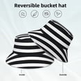 thumbnail image 5 of Gaeub Black And White Stripes Printed Double Sided Reflective Bucket Hat Foldable Sun Hat for Camping Hiking Fishing, 5 of 9