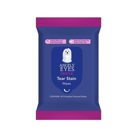 Angels' Eyes Tear Stain Cleansing Wipes for Dogs & Cats, Fragrance-Free, Large (4 in x 7 in), 40 Count