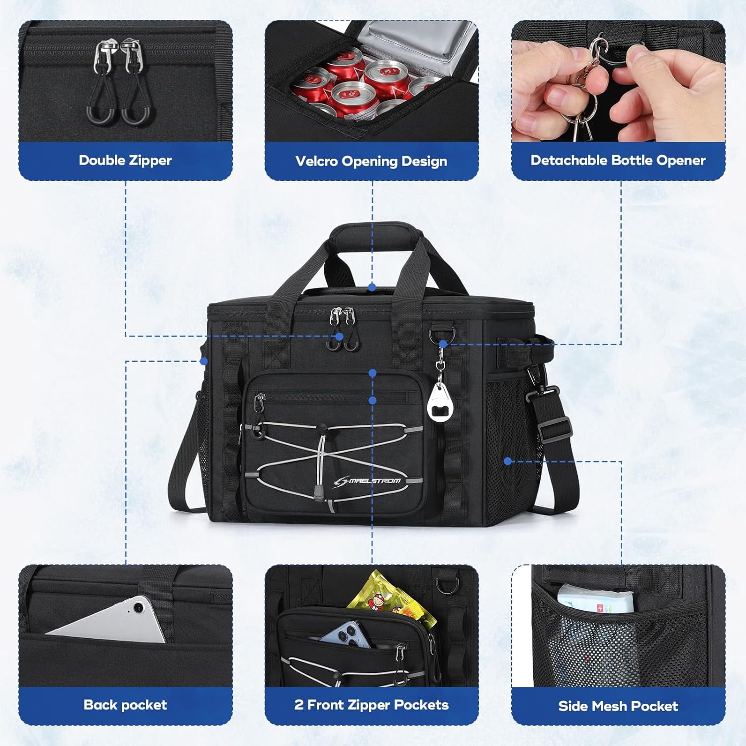Maelstrom Soft Sided Cooler Bag, 30/40 Can Collapsible Insulated Ice Chest, Large Leakproof Portable Storage for Camping, Travel, Kayaking & Beach