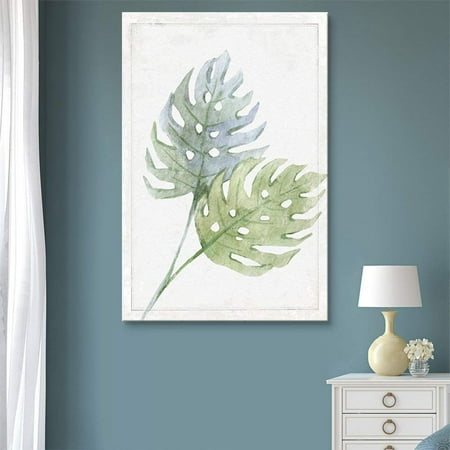 wall26 - Canvas Wall Art - Hand Drawn Green Large Tree Leaf Series Artwork - Giclee Print Gallery Wrap Modern Home Decor Ready to Hang - 16x24 (Best Way To Hang Lights On Wall)