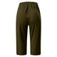 thumbnail image 4 of Pantalones capri de color liso y cintura media para niñas: pantalones informales elásticos y estilizantes, 4 of 4