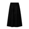thumbnail image 4 of Women's Casual Pocket A-Line Mid-Length Skirt - High Waisted Loose Fit Skirt with Side Pockets for Work, School, and Everyday Comfort,Black S, 4 of 5