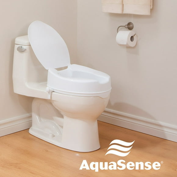 Raised Toilet Seat with Lid, White, 4" | Standard Size Toilet