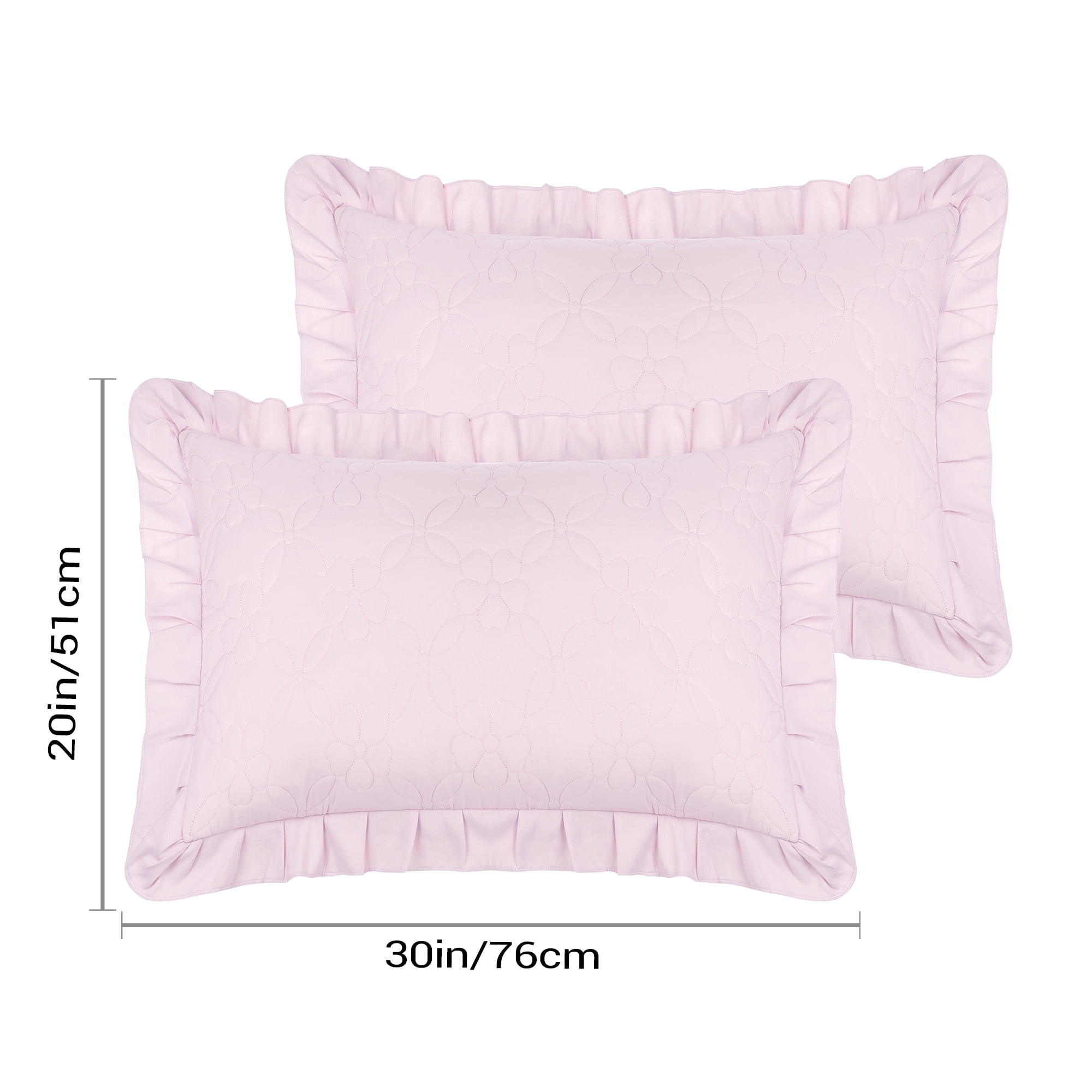 Unique Bargains 2Pcs Single Layer Wide Ruffles Envelope Closure Pillow Shams Purple Queen