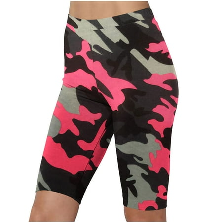 FloHua Womens Yoga Pants Hot Pink Biker Shorts Women Clearance Print High Waisted Skinny Fashion Womens Leggings Fitness Running Gym LadiesSports Pants