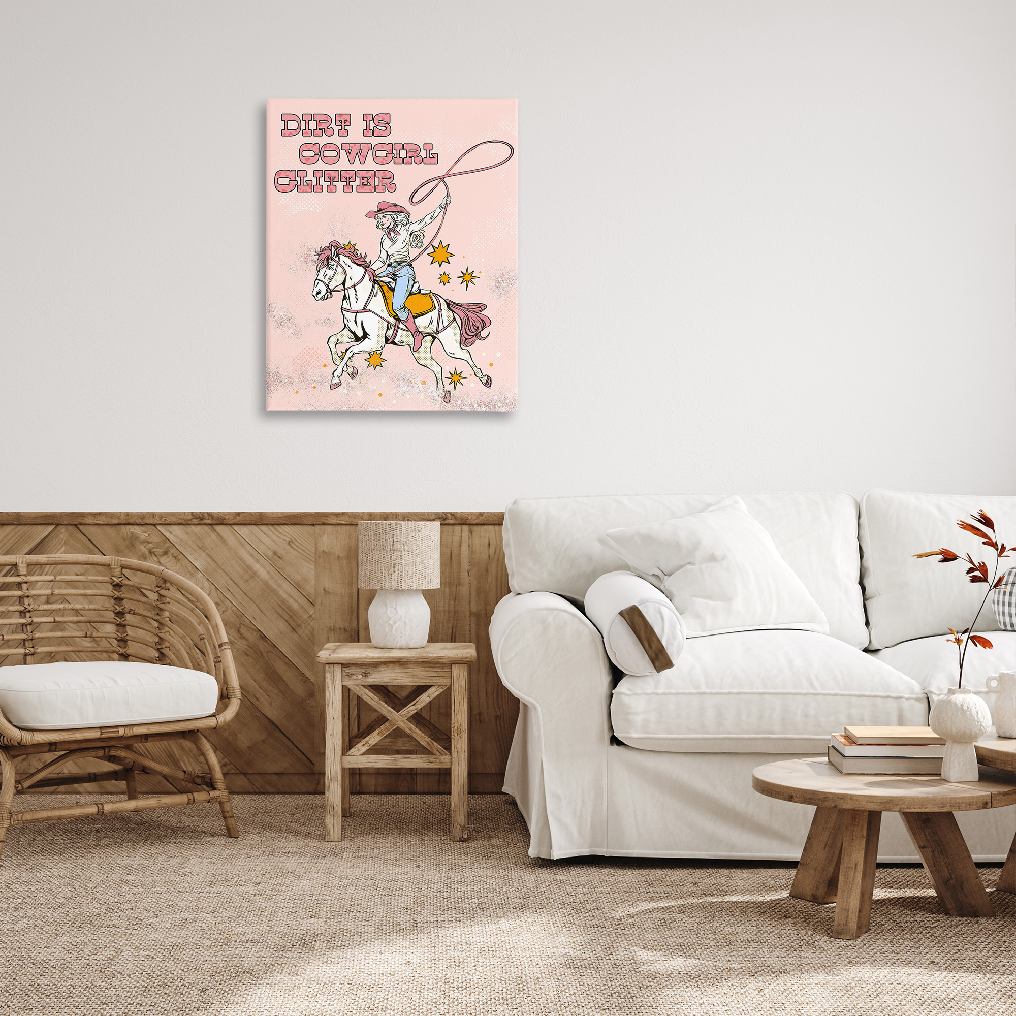 Stupell Industries Dirt Is Cowgirl Glitter Animals & Insects Painting Gallery Wrapped Canvas Art Print Wall Art, 30 x 40