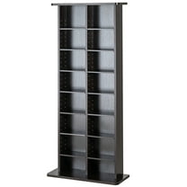 KFFKFF Media Organizer Cabinet, 8-Tier DVD Rack, Flexible CD Shelving with 16 Sections, Safeguards & Sorts Music, Films, Video Games, Collectibles, Espresso Finish