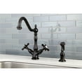 thumbnail image 3 of Kingston Brass KS1238BEXBS Mono Deck Mount Kitchen Faucet with Lever Handle & Brass Sprayer, Satin Nickel, 3 of 6