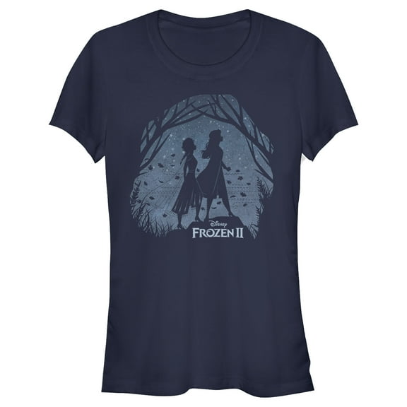 Junior's Frozen 2 Sister Shadows Graphic Tee Navy Blue X Large