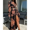 thumbnail image 1 of Tralilbee Nouvelle Robe Chemise Fendue à Manches Longues Grande Taille Aguichant à Col en V Robe de Fête Mode Élégante Imprimée Robe Vintage Robe Maxi Décontractée, 1 of 5