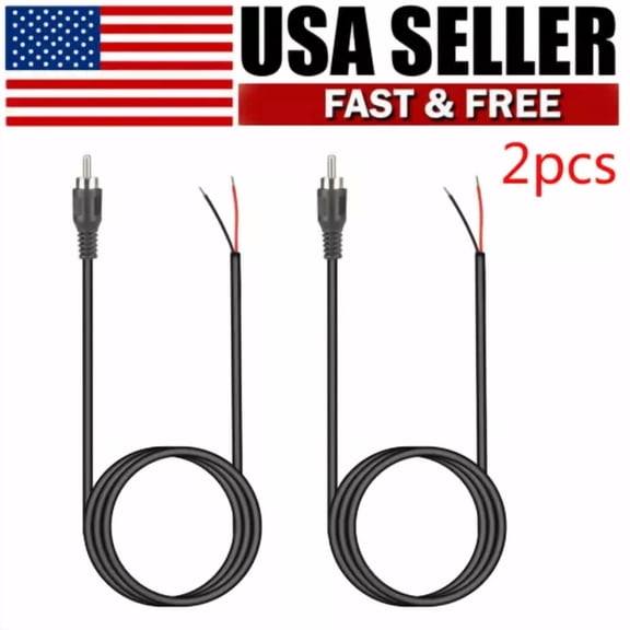 10 Ft Rca Male Plug To Bare Wire Audio Speaker Subwoofer Hdtv Cable Cord 2Pcs