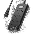 Outdoor Power Strip 8 Outlets, Weatherproof Surge Protector With 10 Ft