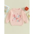 thumbnail image 2 of Bagilaanoe Newborn Baby Girl Boy New Year Clothes Knitted Sweater Long Sleeve Letters Embroidery Pullover 3M 6M 9M 12M 18M Infant Warm Jumpers Tops Fall Loose Knitwear, 2 of 9