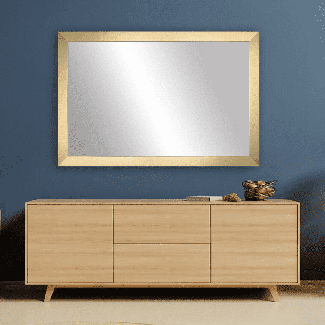 Meade Framed Wall Mirror, Brushed Gold Vanity Mirror, Multiple Sizes