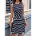thumbnail image 3 of Women'S Casual Dresses 2025 Sleeveless Striped Mini Dress High Waisted A Line Dresses Navy Blue L, 3 of 8