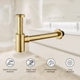 thumbnail image 5 of Ayna Decors Brass Contemporary Round Bottle P Trap 1 1/4, Basin Sink Waste Trap Drain Tube Kit Adjustable Height, Brushed Gold Finish, 3 Pack, 5 of 5