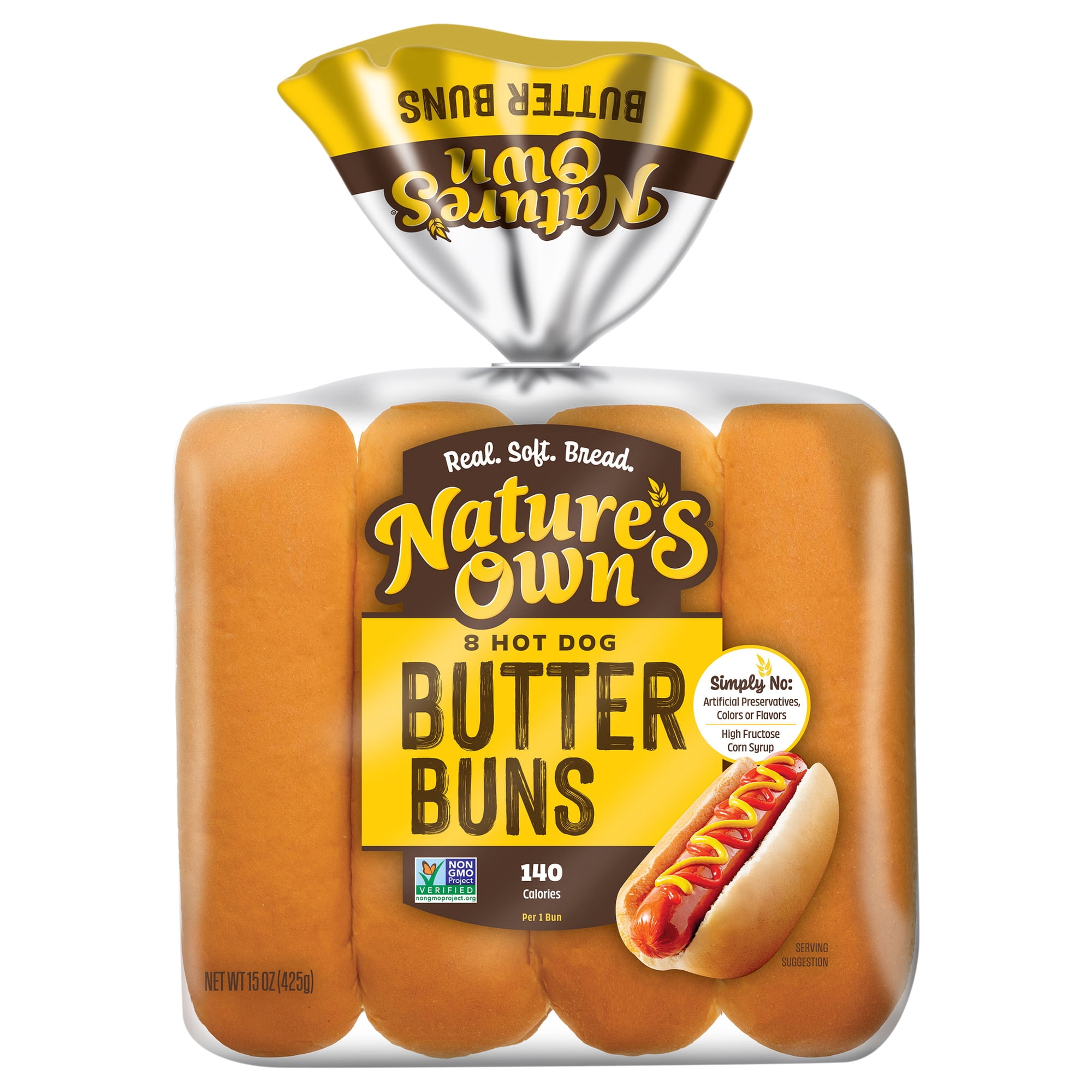 Nature's Own Butter Buns Hot Dog Buns, Non-GMO Hot Dog Buns, 8 Count