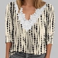 thumbnail image 3 of Towmus T Shirts for Women V neck 3/4 Sleeve Dressy Blouse Floral Print Tops Dressy Casual Pleated Elbow Sleeve Tees, 3 of 5