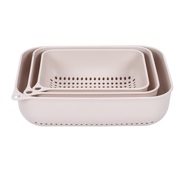 Colador de cocina portátil de 3 piezas, para lavar frutas y verduras. Albaricoque