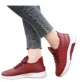 thumbnail image 5 of Women Waterproof Leather Winter Sneakers Elastic No Tie Lace Up Warm Fleece Lined Lightweight Cushion Walking Shoes, 5 of 6