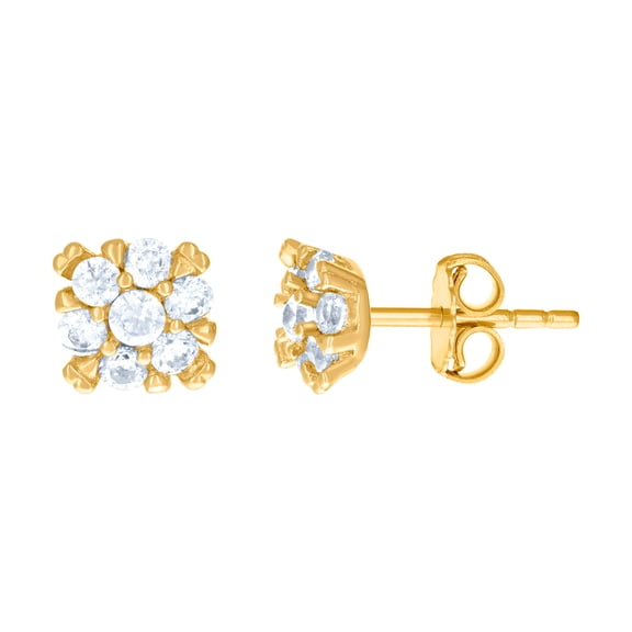 14k Yellow Gold Womens Cubic Zirconia Flower Fashion Stud Earrings 6.2x6.2mm Wide Stud Earring for Women