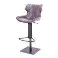 thumbnail image 2 of 22-31 Inch Adjustable Height Barstool Gray Vegan Faux Leather Curved Back, 2 of 4