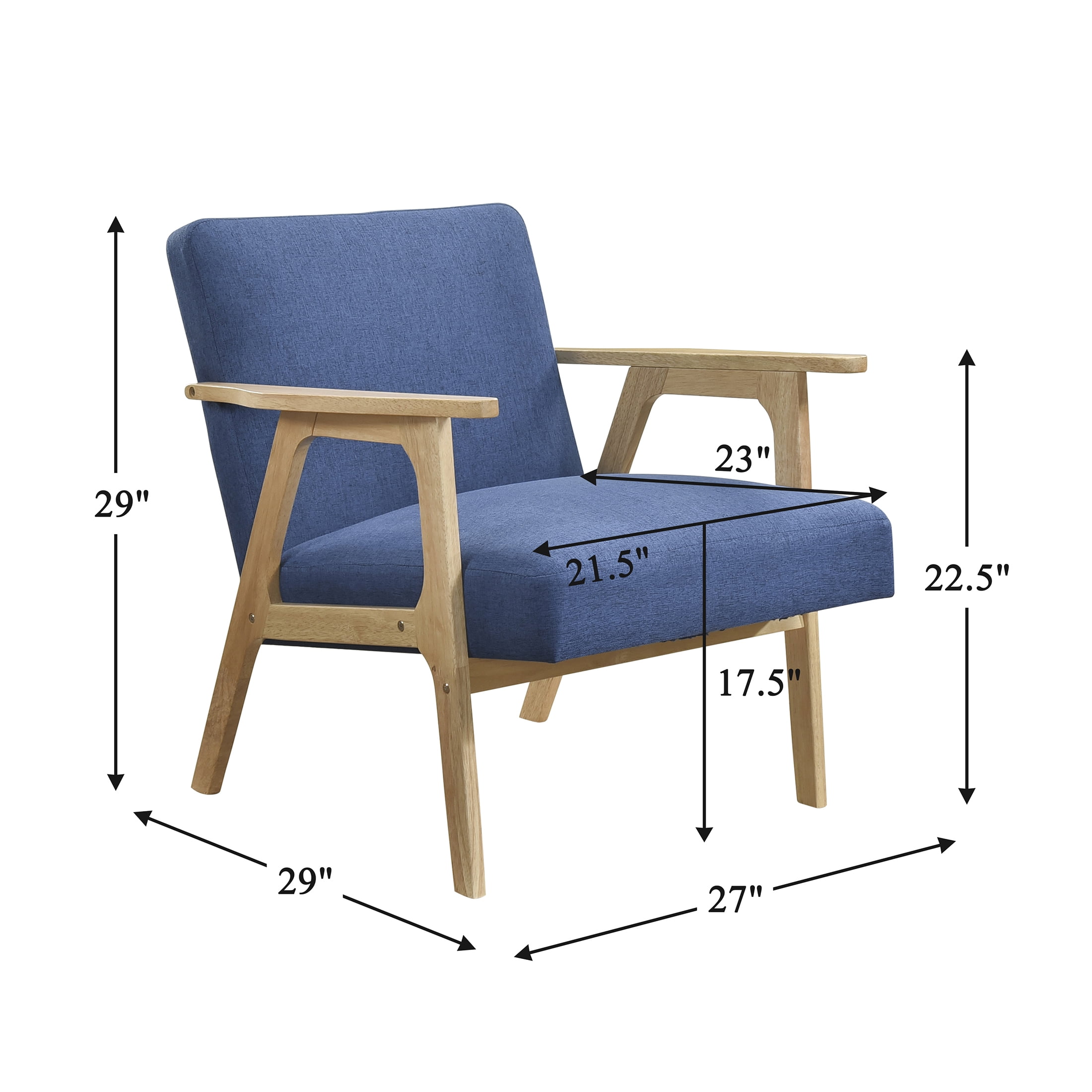 OakvillePark Harrowveil Textured Fabric Accent Chair, Blue/Natural Wood