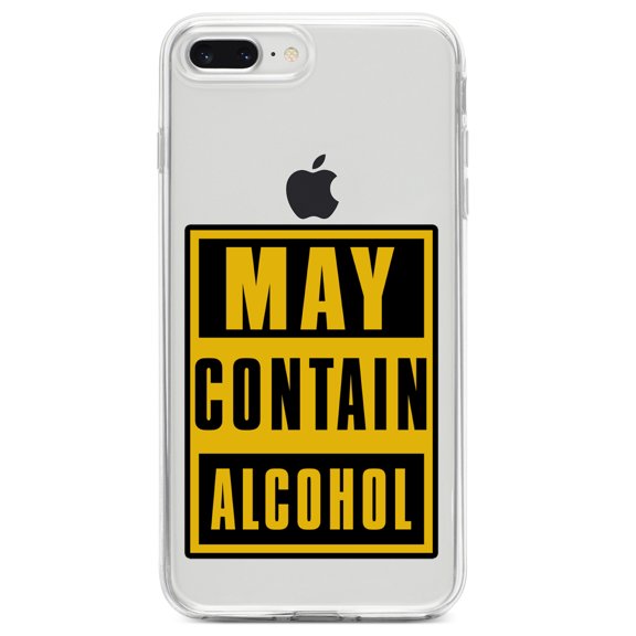 DistinctInk Clear Shockproof Hybrid Case for iPhone 7 PLUS / 8 PLUS (5.5" Screen) TPU Bumper Acrylic Back Tempered Glass Screen Protector - May Contain Alcohol Warning Sign