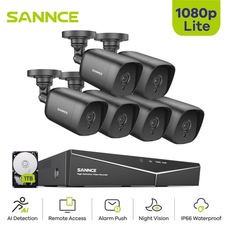 UPC: 0615116530473 | SANNCE 8CH 1080P HD DVR 6pcs 1080P CCTV Home Security System Cameras Surveillance Video Kits with 1TB Hard Drive