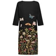 thumbnail image 5 of Vestidos de manga 3/4 para mujer Vestido de tirantes con estampado de flores a la moda Vestido con cuello en V hasta la rodilla Pompotops  hdfakjf6072, 5 of 5