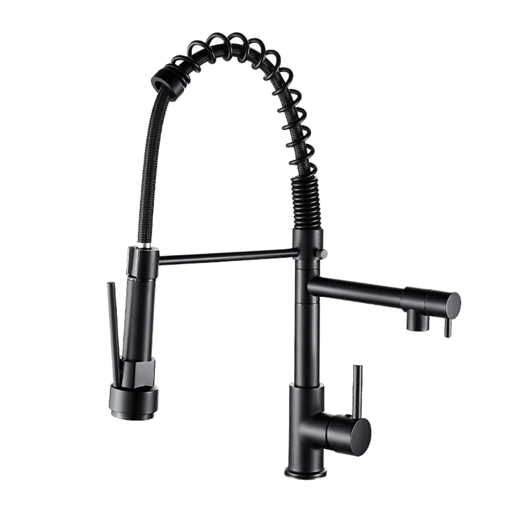 Black Kitchen Sink Mixer Tap Pull Out 360° Swivel Spout Spray Basin Faucet Brass 