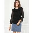 thumbnail image 4 of INSPIRE CHIC Women's Ruffle Neck Polka Dots Sheer Chiffon Blouse, 4 of 6