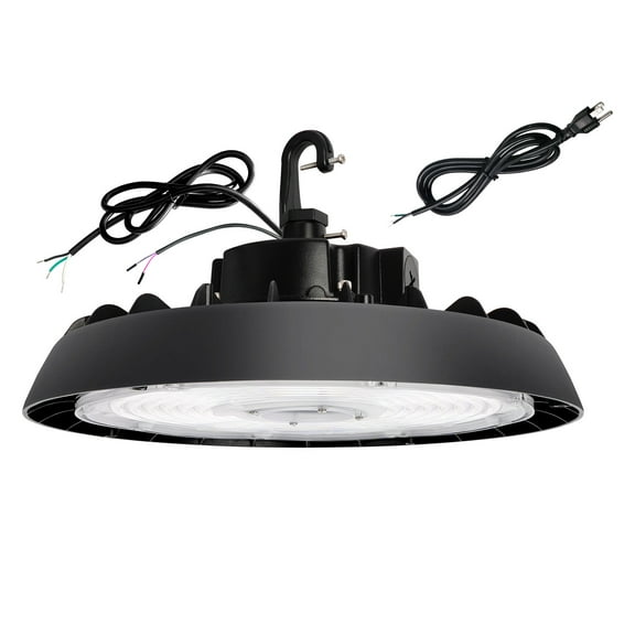 UFO LED High Bay Light With Motion Sensor, 150/200/240W, 21000/28000/33600lm, 2CCT 4000K/5000K, 0-10V Dimmable High Bay LED Shop Lights for Gym Factory Warehouse, Hook,6' Cable Selectable, UL & DLC