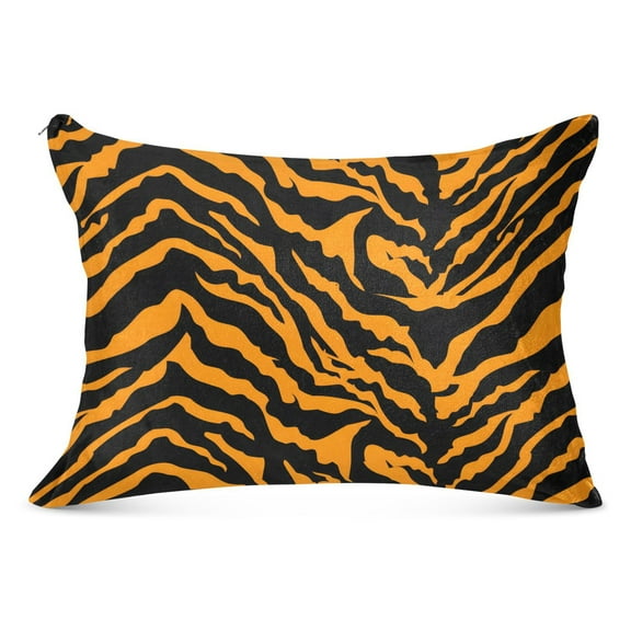 Tiger Print Plush Pillow Cases Standard Size Ultra Soft Warm Pillowcases with Zipper 20"x26"