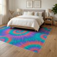 thumbnail image 3 of ODIKA 6'x9' Washable Area Rug Non-Slip, Easy Care, Ombre Wave Boho Swirl With Abstract Rainbow Hippie Gradient Tie Dye Refined for Family Room, Living Room, Master Bedroom, 3 of 7