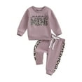 thumbnail image 2 of Elippeo 0-3Y Newborn Baby Girls Clothing Set 6M 12M 18M 24M 3Y Letter  Leopard Print Long Sleeve Pullover Strap Pants 2 Pcs Outfit, 2 of 10