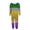 thumbnail image 5 of CLOISE Sleepwear for Women Plus Size Mardi Gras Pjs Sets Long Sleeve Tops and Pant Color Block Lounge Set 2 Piece Pajamas Yellow, 5 of 6
