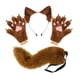 thumbnail image 5 of Conjunto de diadema con orejas de animal y guantes de cola para disfrazarse de una hermosa cola larga para fiestas temáticas. Marrón, 5 of 8
