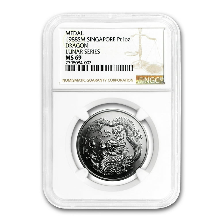 1988 Singapore 1 oz Platinum Dragon MS-69 NGC - Walmart.com