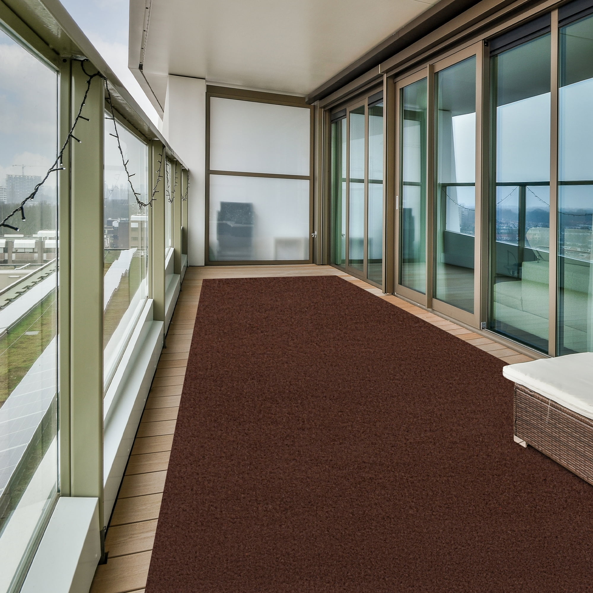 Koloko Outdoor Runner Rug Indoor Non-Slip Long Rugs Custom Size Carpet Runners with Rubber Backing Mat for Hallway Kitchen Entryway Garage Laundry Dark Brown, 3ft x 8ft