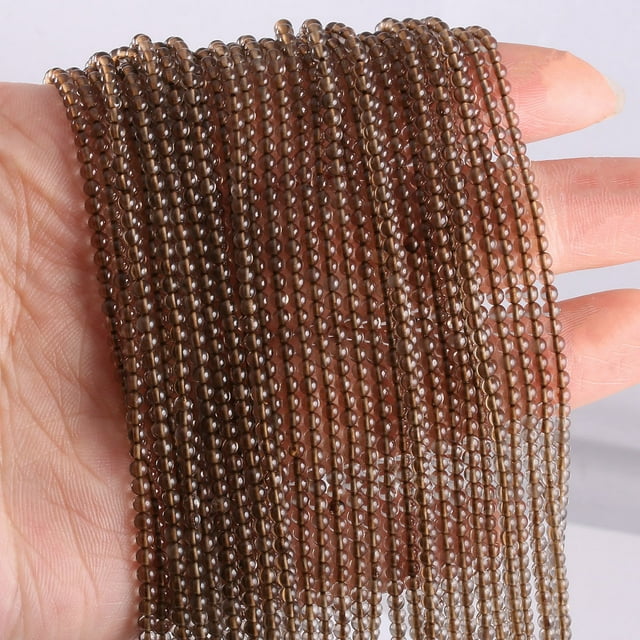 Nvzi Accesorios de joyería DIY con cuentas redondas pequeñas de 3 mm, pulseras de cuentas sueltas marrones transparentes, aretes, collares, accesorios de cuentas de joyería