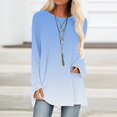 thumbnail image 4 of XuJwPNcy Long Sleeve Shirts for Women Fashion Solid Casual Baggy Blouse Tops Round Neck Comfy Fall Clothes, 4 of 5