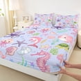 thumbnail image 4 of Manfei Kawaii Ocean Dolphins Bed Sheets,Lovely Seashell Full Size Sheets,Purple,4pcs,1 Flat Sheet, 1 Fitted Sheet and 2 Pillowcases, 4 of 7