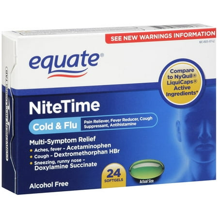 equate Nitetime Rhume et grippe secours multi-Symptôme Gélules, 24 count