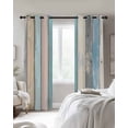 thumbnail image 4 of Blue Pink Cream Stripe Kitchen Curtains Farmhouse Vintage Wooden Cafe Short Curtains for Bathroom Blackout Window Curtain Grommet Small Window Treatment Tier Drapes for Bedroom Living Room 52"x45"x2, 4 of 9