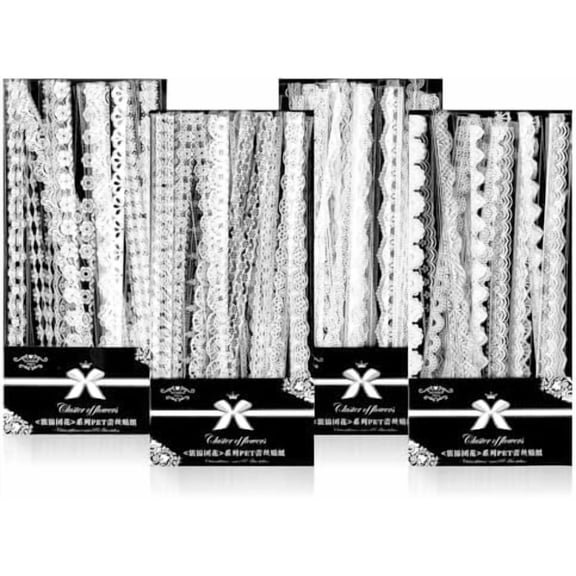 120 Pcs White Lace Scrapbook Stickers, Vintage Style, PET Material, Perfect for Scrapbooking, Wedding Invitations, Journals & More$$Art & Craft
